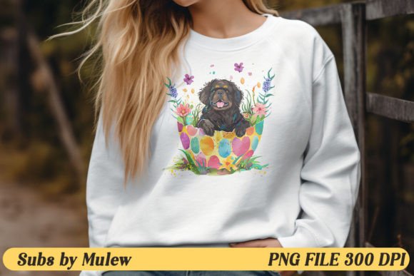 Cute Easter Newfoundland Dog Sublimation