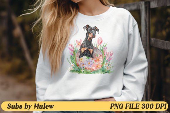Easter Doberman Pinscher Dog Sublimation
