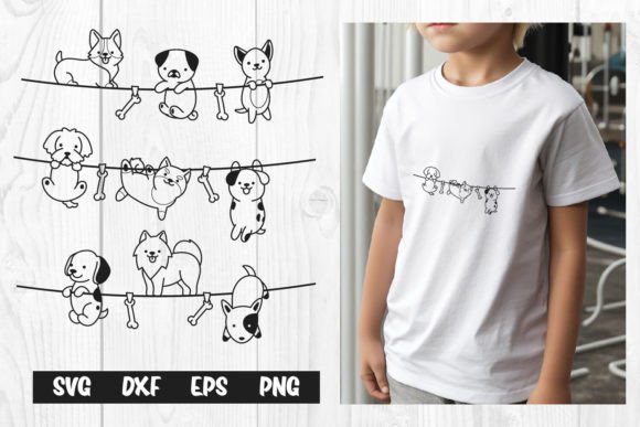 Hanging Dogs SVG: Funny Cute Dog Laundry