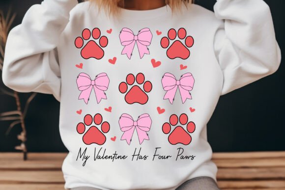 Valentine Dog Paws Retro Svg Png